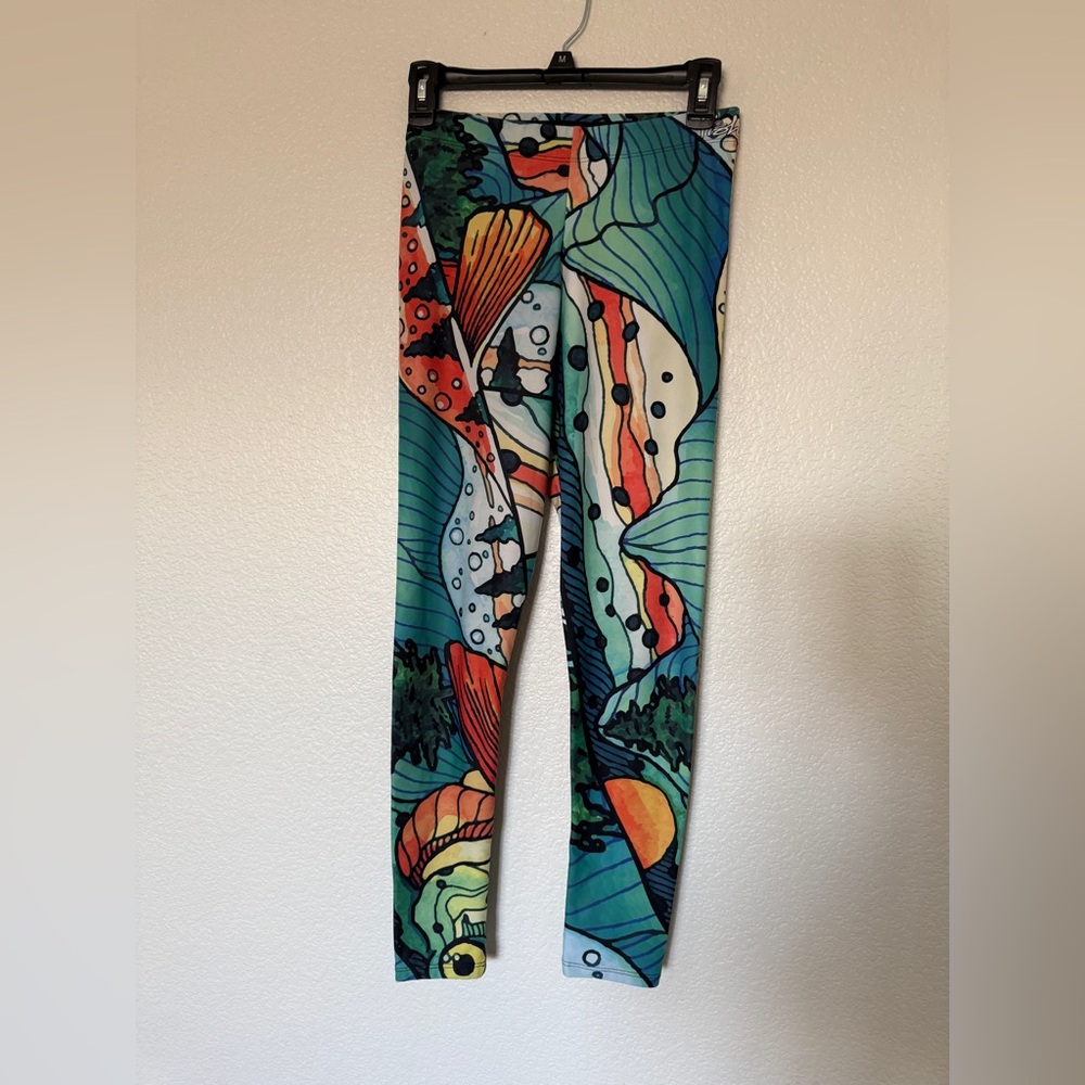 Fishe Colorful Abstract Quality Ocean Print Leggings - S